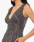 Фото #7 товара Women's Metallic V-Neck Sleeveless Gown