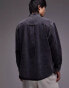 Topman long sleeve oversized double pocket twill shirt in washed charcoal