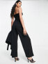 Фото #2 товара ASOS DESIGN jersey suit super high waist wide leg trouser in black