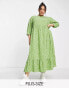 Фото #2 товара Glamorous Curve maxi smock dress in green white floral