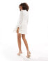 Фото #3 товара Forever New tie waist broderie mini dress in ivory textured floral