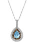 Фото #1 товара Le Vian sea Blue Aquamarine® (1 ct. t.w.) & Diamond (5/8 ct. t.w.) Teardrop Halo Pendant Necklace in 14k White Gold, 18" + 2" extender