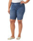 Фото #1 товара Plus Size Shape Effect Pull-On Denim Bermuda Shorts