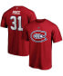 Фото #2 товара Men's Carey Price Red Montreal Canadiens Team Authentic Stack Name and Number T-shirt