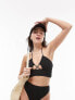 Фото #1 товара Topshop halterneck rib bikini top in black