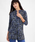 ფოტო #1 პროდუქტის Women's Printed Band-Collar Tunic Top