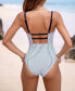 Фото #2 товара Women's Striped Square Neck One-piece Swimsuit