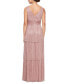 Фото #2 товара Women's Metallic Knit Tiered Gown