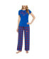 ფოტო #1 პროდუქტის Women's Royal, Red Buffalo Bills Arctic T-shirt and Flannel Pants Sleep Set