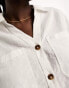 New Look cropped linen shirt in white