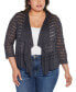 ფოტო #1 პროდუქტის Plus Size Pointelle Stich Flowy Open Cardigan Sweater