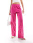 Фото #1 товара JDY wide leg cut lace trousers in pink