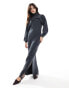 Фото #1 товара Pieces knitted racer neck bodycon maxi dress co-ord in charcoal