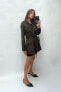 SHORT ANIMAL PRINT FAUX SUEDE TRENCH COAT