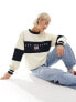 Фото #1 товара Daisy Street panelled stripe LA sweatshirt in stone and navy