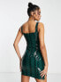 Kaiia vinyl corset detail mini dress in green snake