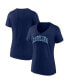 Фото #2 товара Women's Navy North Carolina Tar Heels Basic Arch V-Neck T-shirt