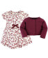 ფოტო #6 პროდუქტის Baby Girls Baby Organic Cotton Dress and Cardigan 2pc Set, Berry Branch