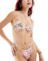 Reclaimed Vintage adjustable bikini bottom in green and pink floral