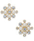 ფოტო #1 პროდუქტის Extra Small Gold-Tone Crystal & Imitation Pearl Snowflake Stud Earrings, .5", Created for Macy's