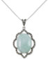 Jade (15 x 20 x 6mm) & Marcasite Flower 18" Pendant Necklace in Sterling Silver