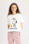 Fall In Love Snoopy Regular Fit Kısa Kollu Pijama Takımı B6171ax24sp