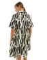 ASOS DESIGN smock mini shirt dress with revere collar mono abstract print