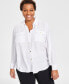 Фото #1 товара Plus Size Collared Button Front Top, Created for Macy's