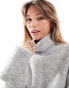 Selected Femme Oversized knitted cuffed roll neck jumper in grey melange