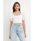 ფოტო #4 პროდუქტის Women's Short Puff Sleeve Cropped Top