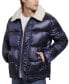 Men's Puffer Jacket with Sherpa Collar Navy Sea Multi, M - фото #4