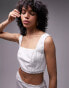 Фото #2 товара Topshop co-ord linen square neck bralet in ivory