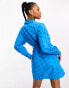 Фото #4 товара Threadbare broderie tie waist shirt dress in blue