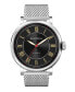 Sunray Black Dial with Silver Tone Steel and Silver Tone Steel Mesh Watch 44 mm