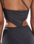 Фото #3 товара ASOS DESIGN cross strap hotfix midi dress with diamante body chain detail in charcoal