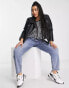 Only Curve faux leather biker jacket in black