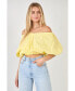 Women's Cropped V-neckline Puff Top