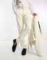 Devils Advocate slim fit pleated cream tux trouser