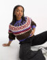 Фото #1 товара Urban Revivo fairisle cropped jumper in brown multi