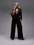 Фото #9 товара Topshop co-ord raw hem tuxedo wide leg tailored trouser in black