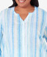 Plus Size Hyannisport Stripe Button Down Blouse Top