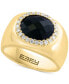 Фото #1 товара EFFY® Onyx & Diamond (1/4 ct. t.w.) Halo Statement Ring in 14k Gold-Plated Sterling Silver