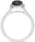 ფოტო #3 პროდუქტის Black Diamond (1 ct. t.w.) & White Diamond (1/4 ct. t.w.) Halo Engagement Ring in 14k White Gold