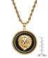 ფოტო #6 პროდუქტის Men's Two-Tone Stainless Steel Simulated Diamond Lion Head On Greek Key Mount 24" Pendant Necklace