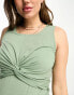 Mamalicious Maternity sleeveless t-shirt with ruched detail in green