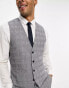 French Connection Prince of Wales check suit waistcoat in mid grey