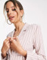 Фото #6 товара ASOS DESIGN Tall fitted blazer mini dress with shoulder pads in pink pinstripe