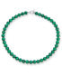 Plain Simple Western Jewelry Dark Forrest Green Imitation Malachite Round 10MM Bead Strand Necklace For Women Silver Plated Clasp 16 Inch