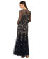 Petite Embellished Mesh 3/4-Sleeve Gown