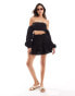 Фото #1 товара ASOS DESIGN double gauze ra-ra mini beach skirt co-ord in black - BLACK